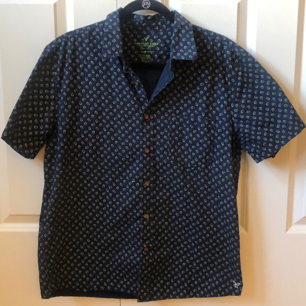 AE patterned short sleeve button down